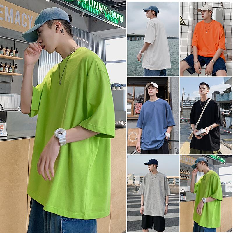 

Men' T Shirts Summer Solid Color Shirt Men' Fashion Casual Cotton T-shirt Men Streetwear Wild Loose Short-sleeved Tshirt Mens -3XL, Black