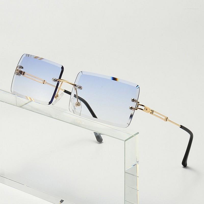 

Sunglasses Frameless Trimmed Ladies Square Gradient Trend Street S Glasses Men Women