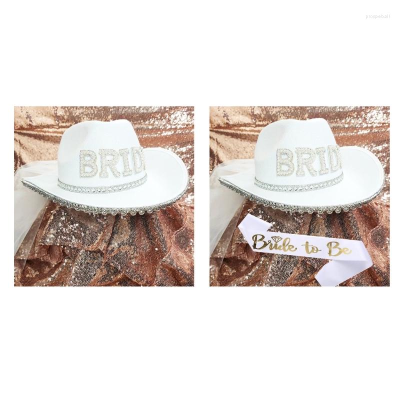 

Berets Bride Cowboy Hat Bachelorette Cowgirl To Be For Bridal Shower, White