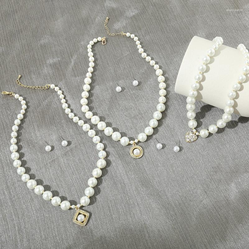 

Necklace Earrings Set Elegant Women Imitation Pearls Jewelry Wedding Brand Anniversay Party Gift Zircon Stud Ear Sets For Aretes, Picture shown