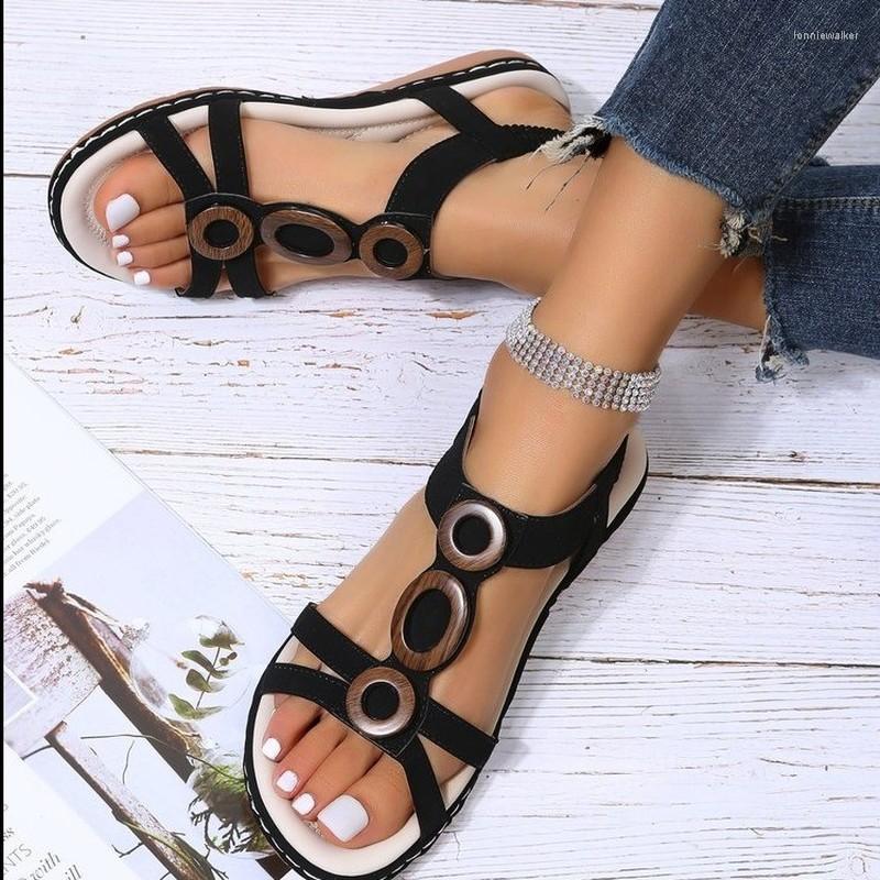 

Sandals Women's 2023 Summer Beach Flat All-match Seaside Fashion Fairy Style Trendy Plus Size Platform Shoes, Black
