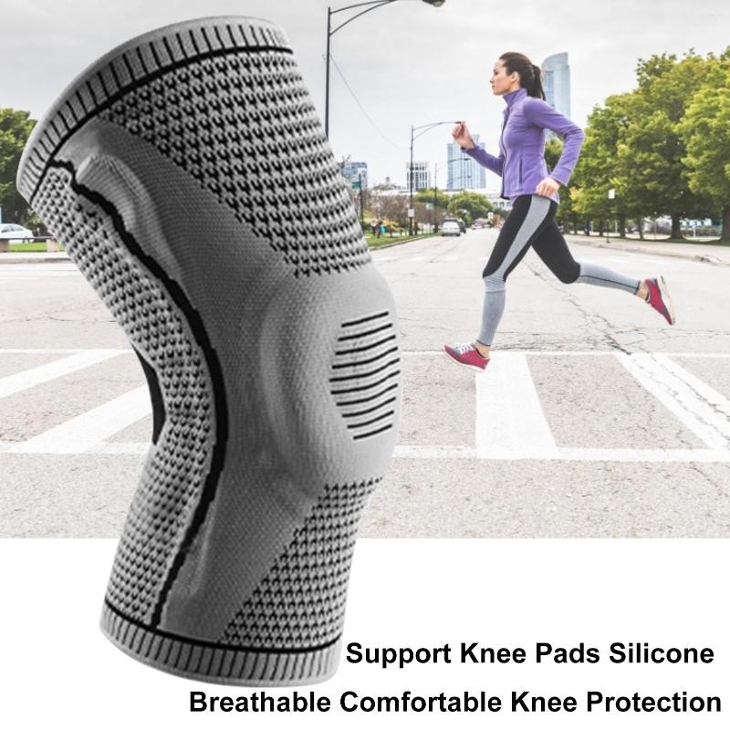 

Knee Pads Support For Men Women Breathable Brace Anti-Slip Compression Sleeve Ideal ACL Meniscus Tear Pains Relief &, Grey l