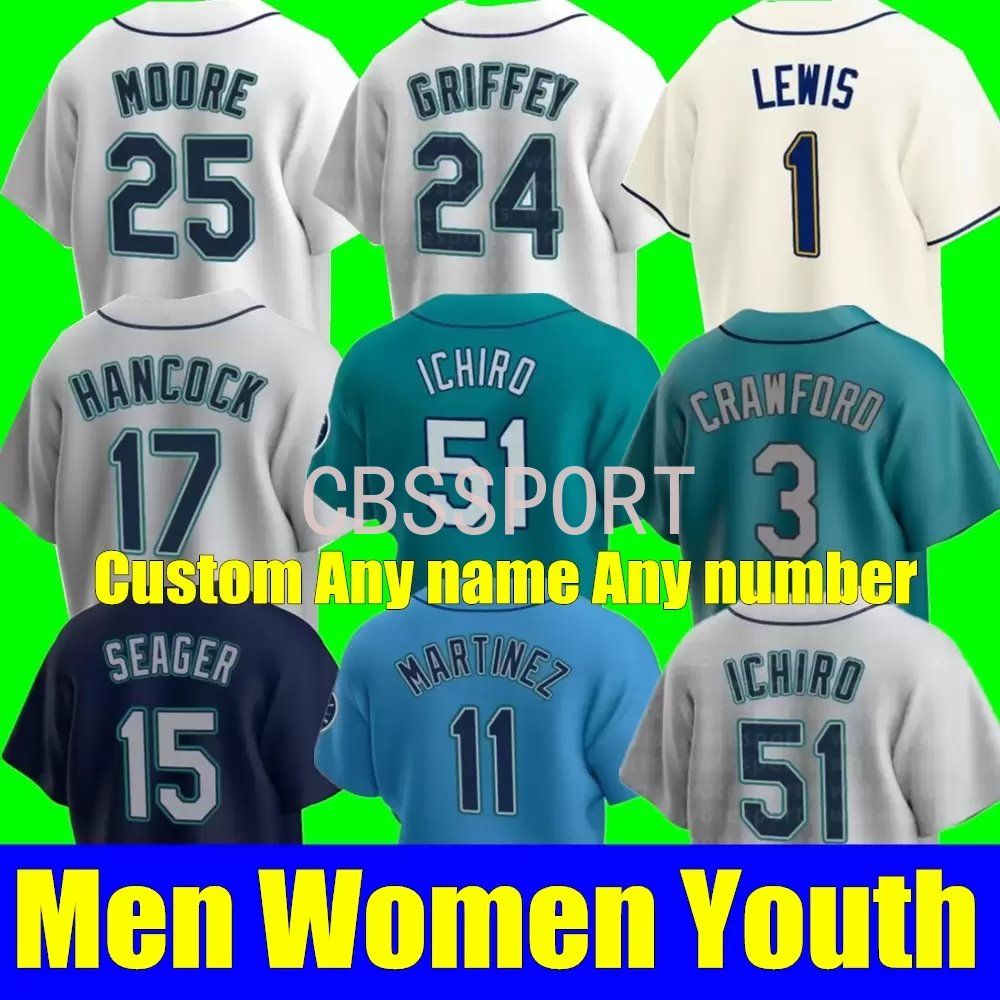 

Men Women Youth 24 Ken Griffey Mariners jersey Suzuki Ichiro Felix Hernandez Seattle Edgar Martinez Mitch Haniger Kyle Seager Marco Gonzales, Men flexbase/blue