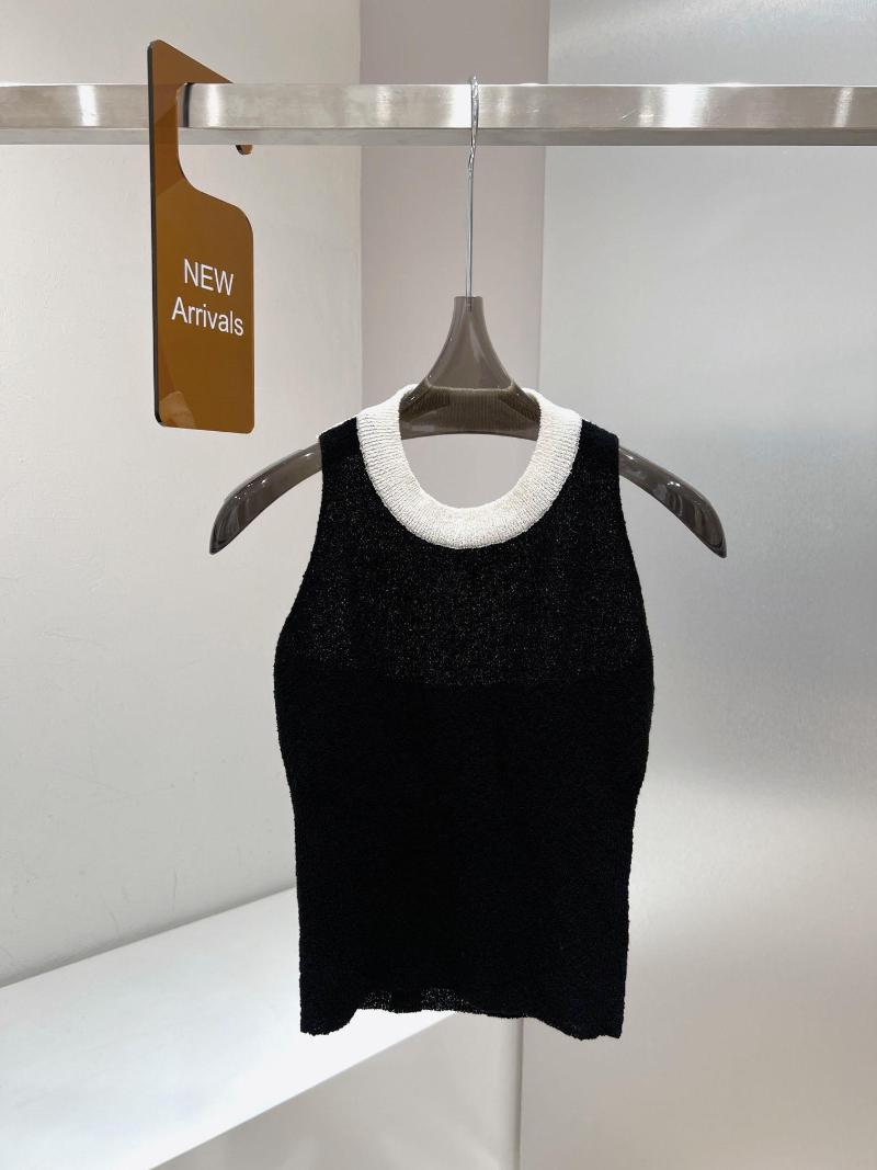 

Women' Vests Match Color Crewneck Vest Slim Casual Fashion 2023 Summer 0407, Black
