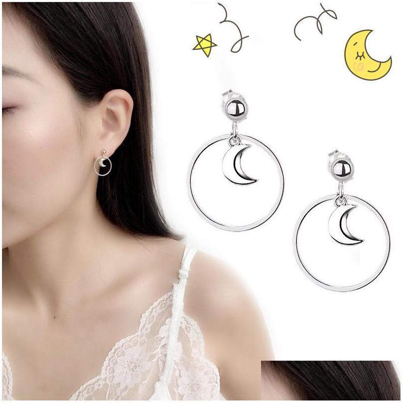 

Stud Korean Style Circle Moon Earrings Sier Colors Geometric Ear Hollow Out For Women Girl Personality Best Gift Drop Deliver Dhgarden Dhzd2