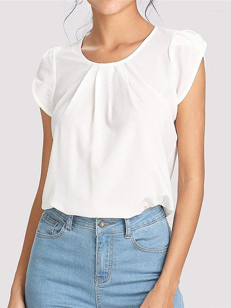 

Women's Blouses Women Chiffon Solid Pure Basic Soft Red Tops Summer Top Casual Loose Short Sleeve Blouse Female Shirts Vest Blusa, Qxy2009 red