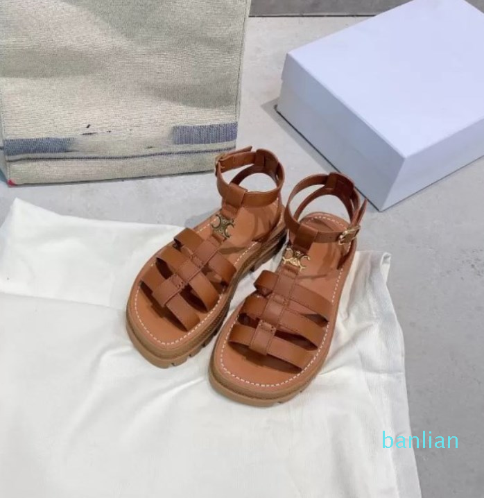 

chunky sandals adjustable buckle ankle-strap sandal vegetal flats shoes platform slides, Gift(not sold separately)