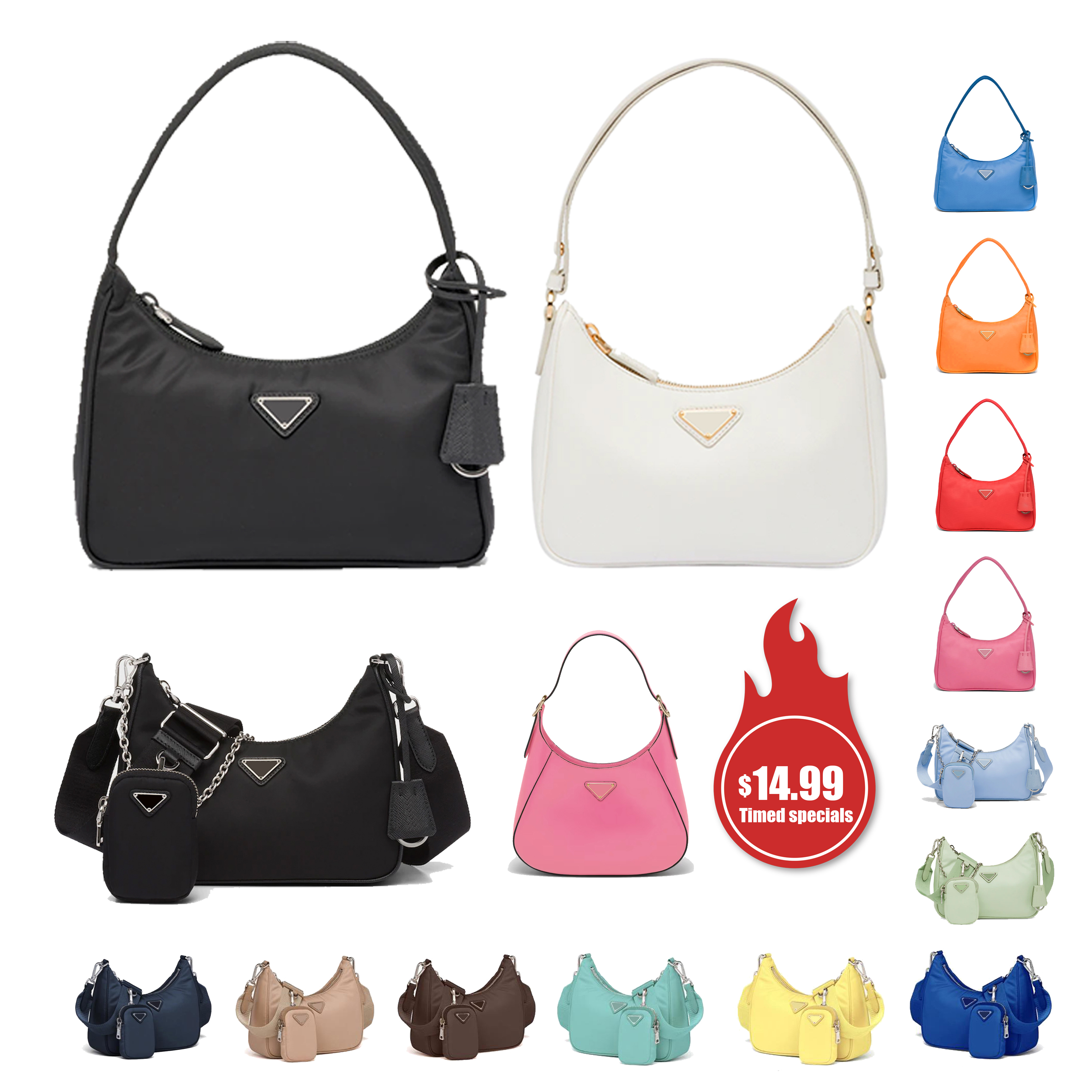 

Fashion Re-edition 2000 2005 Triangle prad Safino bag womens Genuine Leather Cross Body Nylon handbags Clutch bags Luxury mens Designer Totes pochette Shoulder bag, 1-purple