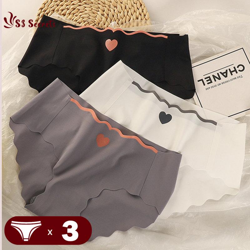 

Women's Panties 3PCS/Lot Sexy Ice Silk Women Middle Waist Seamless Briefs Female Ladies Traceless Underwear Girl Intimates Lingerie -XL, Black