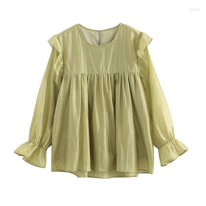 

Women' Blouses Brand Japanese Sweet Ruffled Silk Shirt Mujer De Moda Spring Lyocell Tops Candy Color Girls' Fashion Blouse White Pink, Black