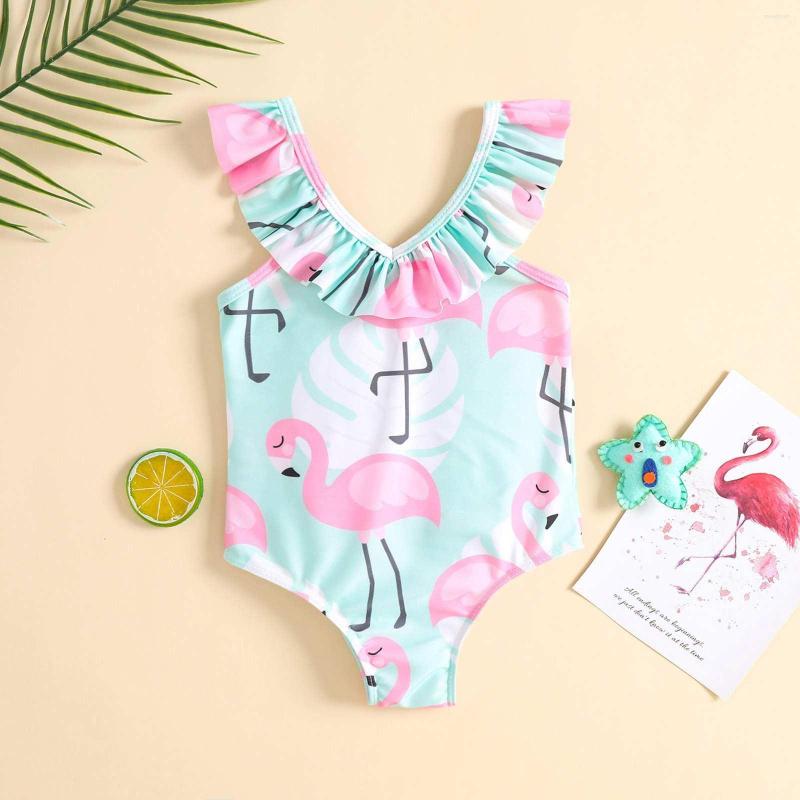 

Women's Swimwear 2023 Fashion Child V-Neck One-Piece Swimsuit Stylish Floucing Print Lovely Kid Girl Summer Beachwear Swimming Suit, 01