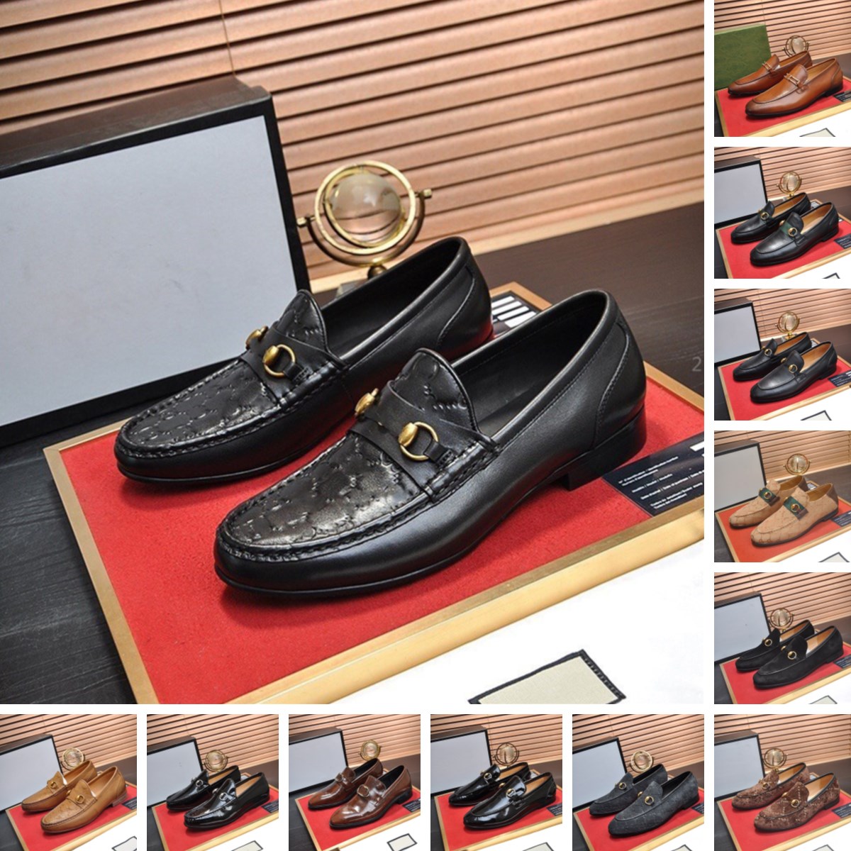 

2022 Luxury Brand Penny Loafers Men Shoes Slip On Leather Designer Dress Shoes Big Size 38-45 Brogue Carving Loafer Driving Shoes, #26