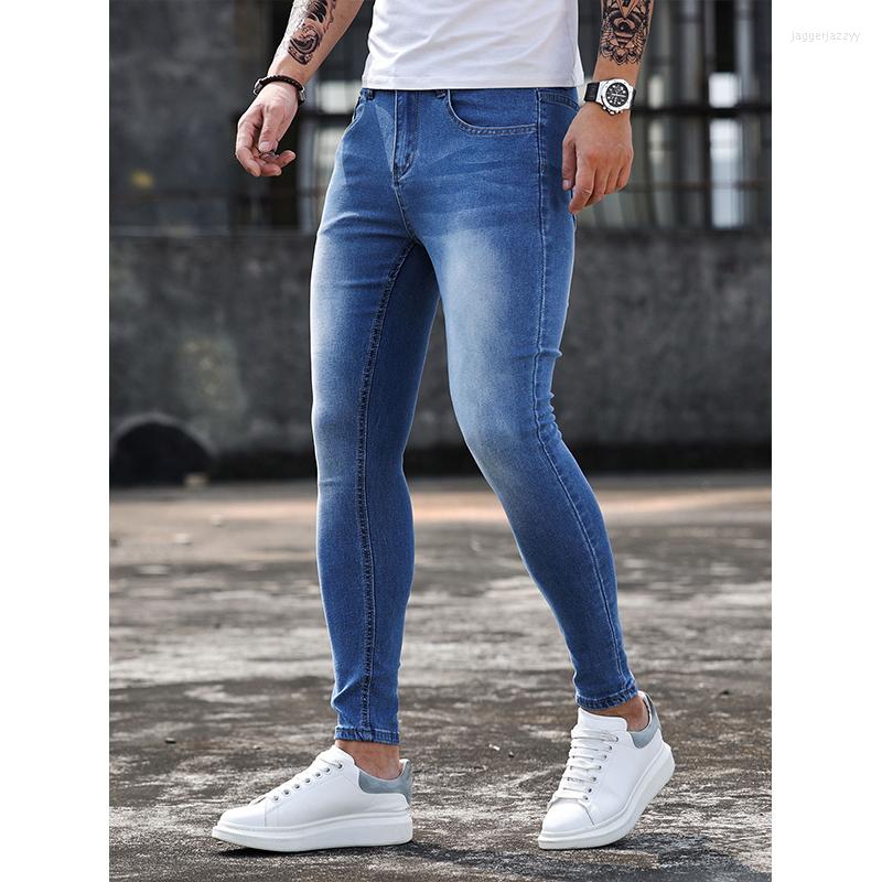 

Men's Jeans Men Elastic Waist Skinny Blue Stretch Hip Hop Denim Pants Streetwear Casual For Jogging Trousers Jean, Kl136 dark blue