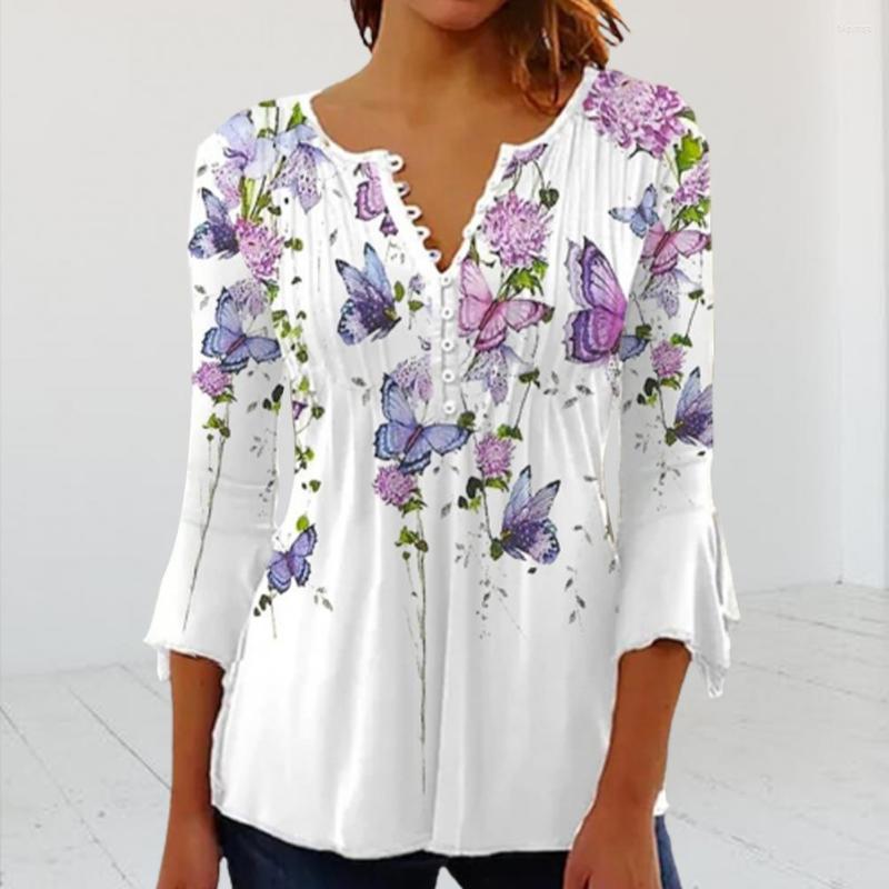 

Women's Blouses Lady Summer Top Plus Size T-shirt Butterflies Pattern, Purple