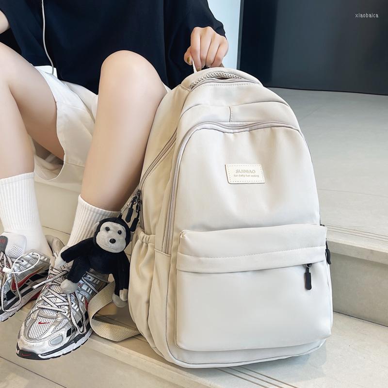 

School Bags DCIMOR Waterproof Nylon Women Backpack Female Kawaii Travel Bag Girl Large Capacity Schoolbag College Lady Laptop Bookbag Cool, Black