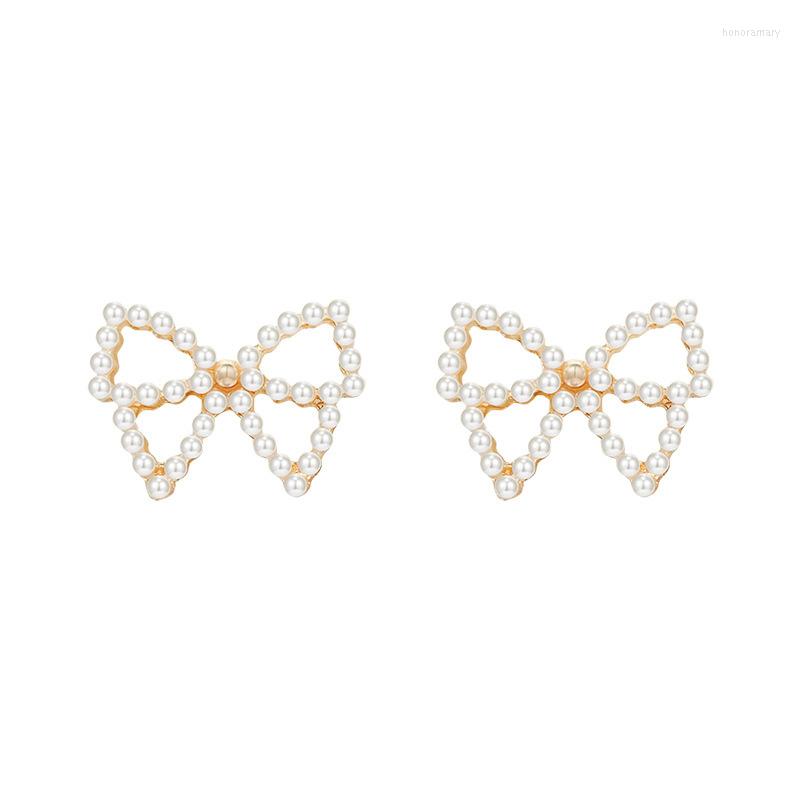 

Stud Earrings Simple Bow Pearl Zircon Bowknot Lucky Love Heart Mother's Day Woman Girl Wedding Blessing Ear Studs Jewelry