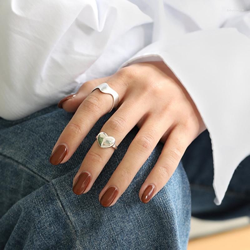 

Cluster Rings Real 925 Sterling Silver Love Heart Joint For Women Finger Accessories Trendy Woman Toe Ring Fine Jewelry