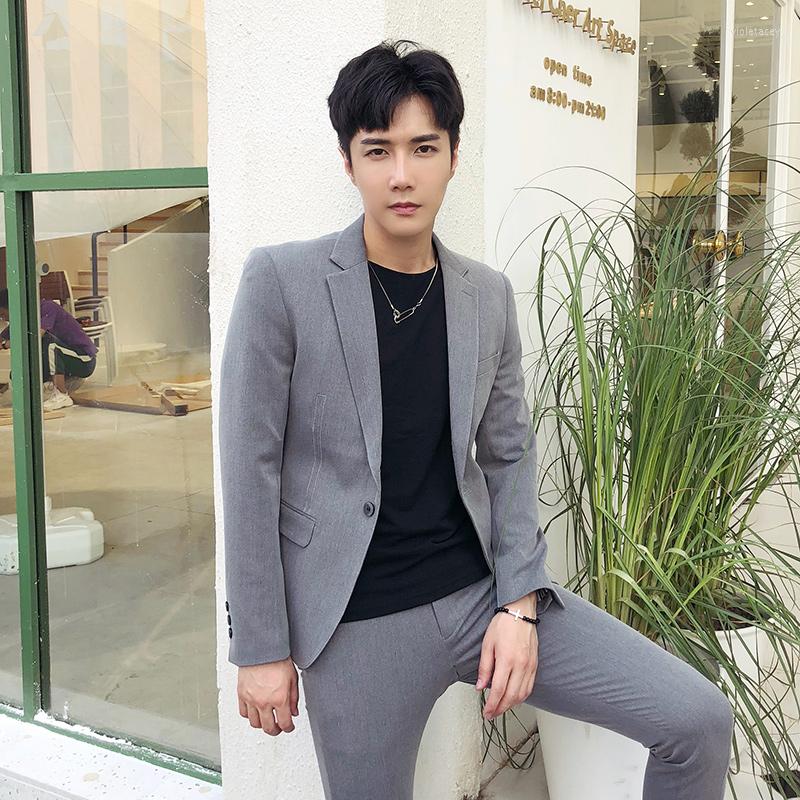 

Men' Suits Suit Men' Casual Professional Dress Korean Version Of The Self-cultivation Small Host Wedding (shirt Pant, Black