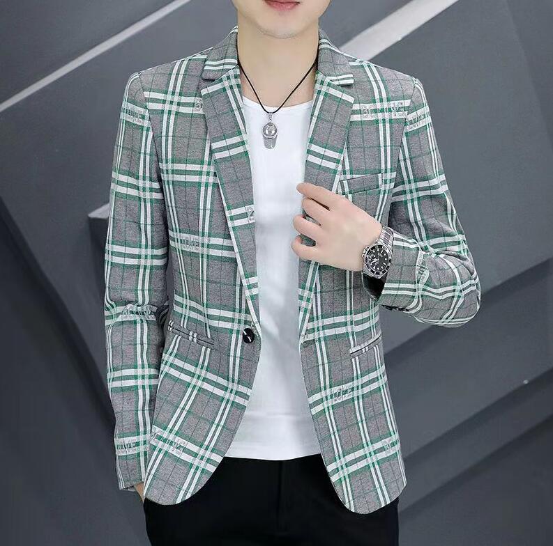 

Mens Suit Jacket New Luxury Fashion Personality Suit Fit Leisure Comfort Classic Plaid British Fashion Blazer Coat, 09