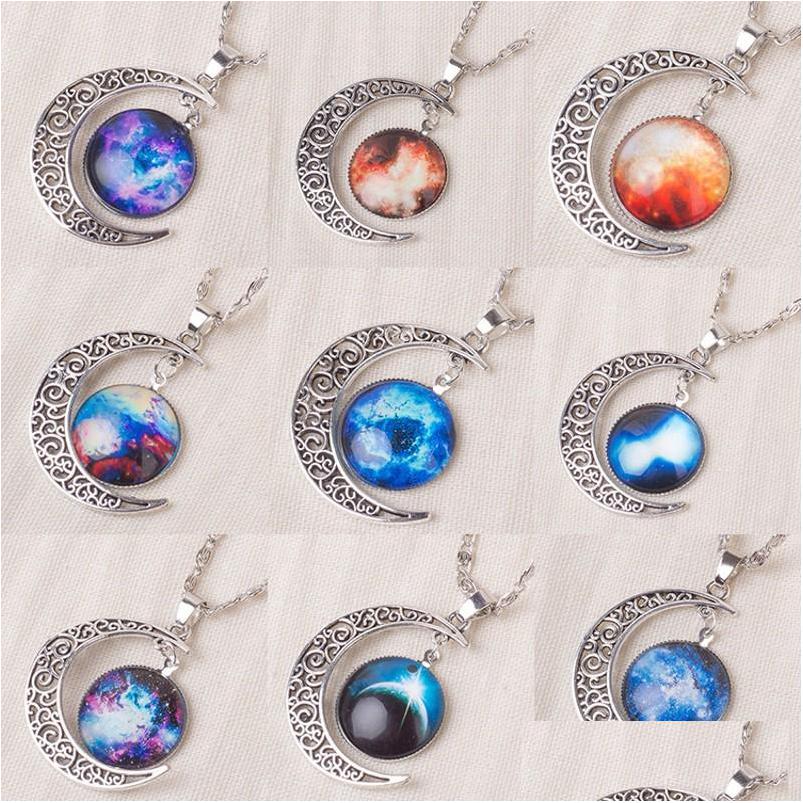 

Pendant Necklaces Vintage Starry Moon Outer Space Universe Gemstone Fashion Necklace For Girl Gifts Drop Delivery Jewelry Pen Dhgarden Dh3Rk