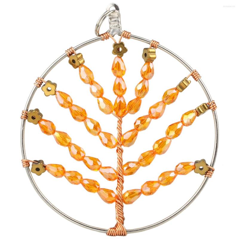 

Pendant Necklaces Gold Color Glass Crystal Hand Made Tree Shape Silver Ring For Women Necklace Fashion Jewelry Accessories