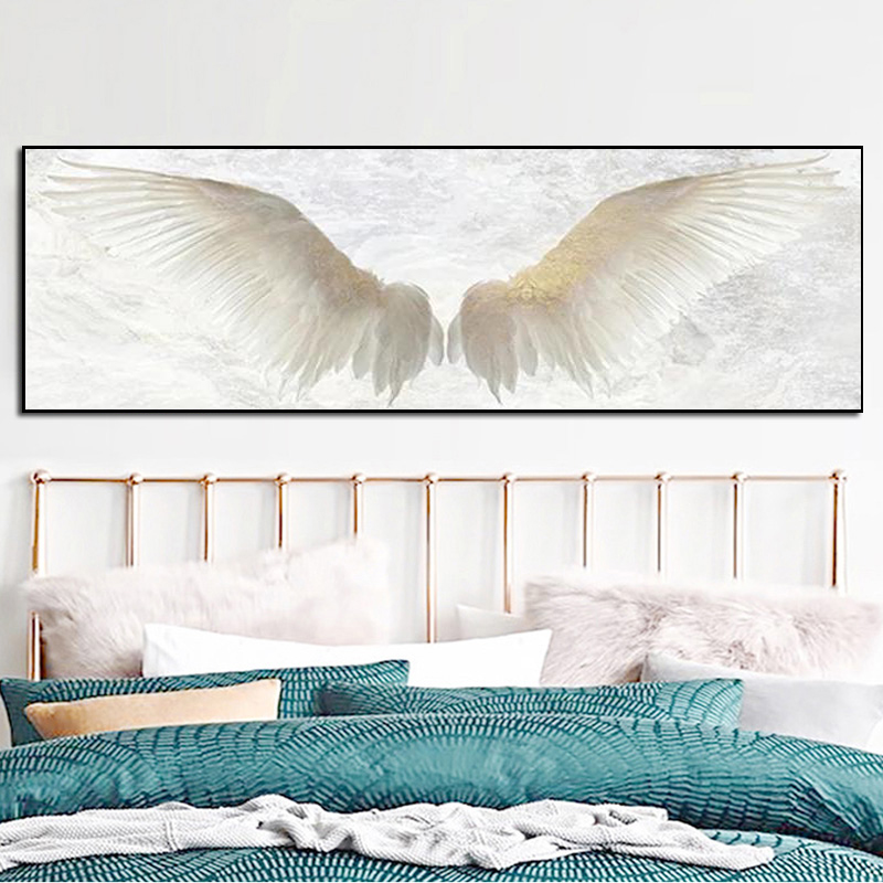 

Wall Art Decor White Angel Wings Vintage Canvas Painting Wings posters and prints modern Wall art Picture For Living Room Decoration cuadros