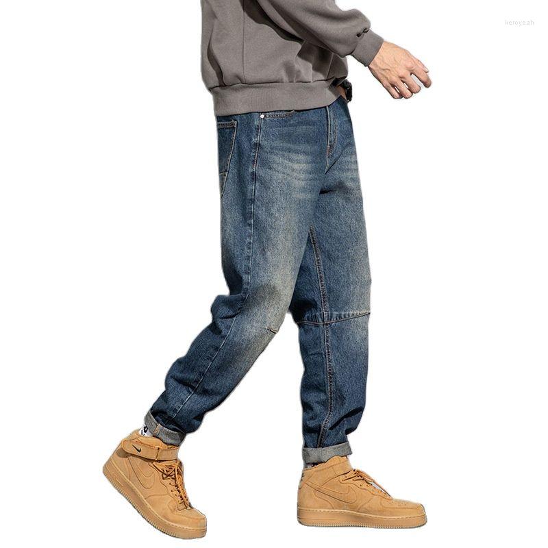 

Men's Jeans Man Retro Plus-size High-quality American Street Straight Wash Denim Trousers, Blue
