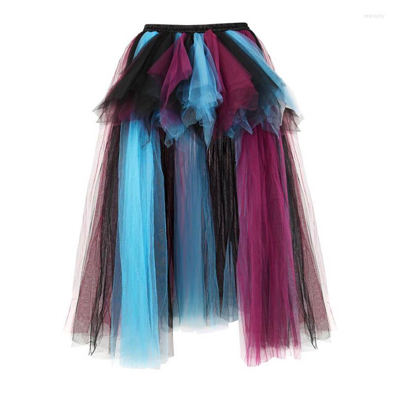

Skirts Women Sexy Fluffy Multilayer Tulle Skirt Ball Gown Ruffled Chiffon Lace Mesh Retro Multicolor Long Victorian Fashion