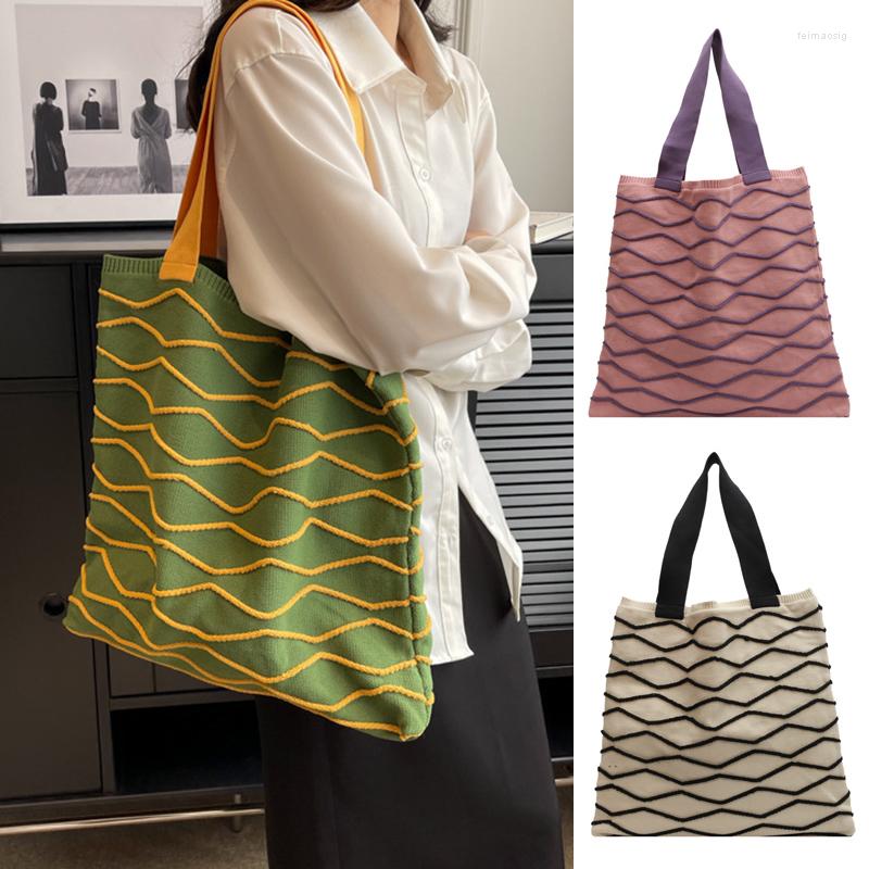 

Evening Bags 2023 Summer High Capacity Portable Shoulder Bag Student Commuter Tote Fashion Knitted Handbag Women Shopping, Beige