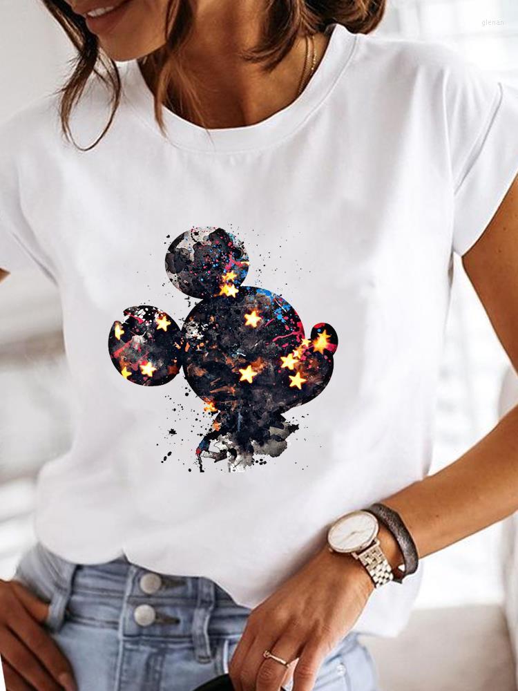 

Men' T Shirts Women Female Star Watercolor Trend Clothes Graphic Tee Top Clothing Short Sleeve Printed Fashion Mouse Ear Lady Casual