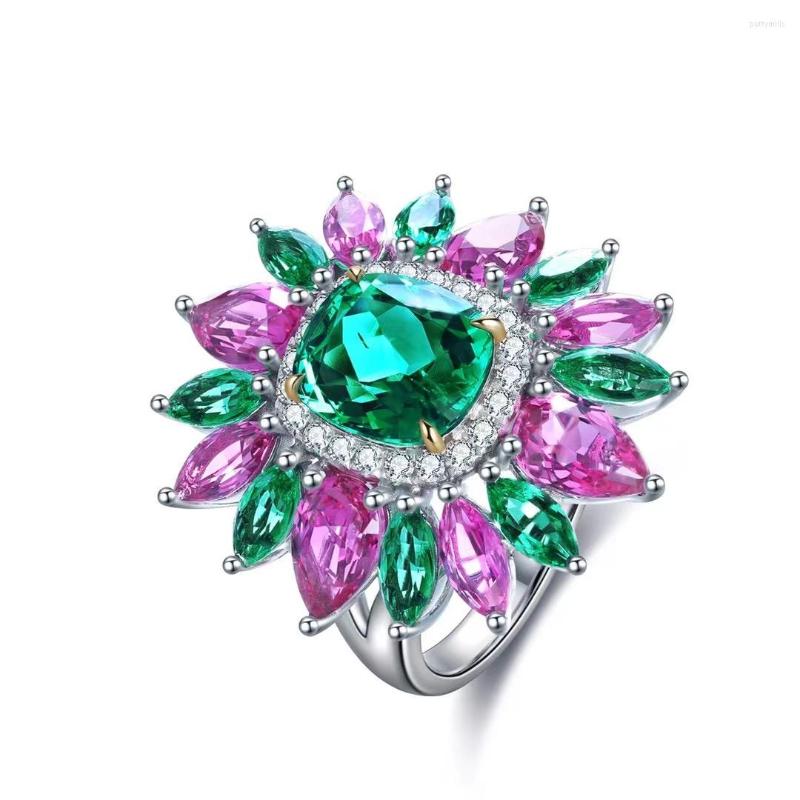 

Cluster Rings Pormiana 9k Gold 2.37s Lab Emerald Ring Women Jewelry Party Gift