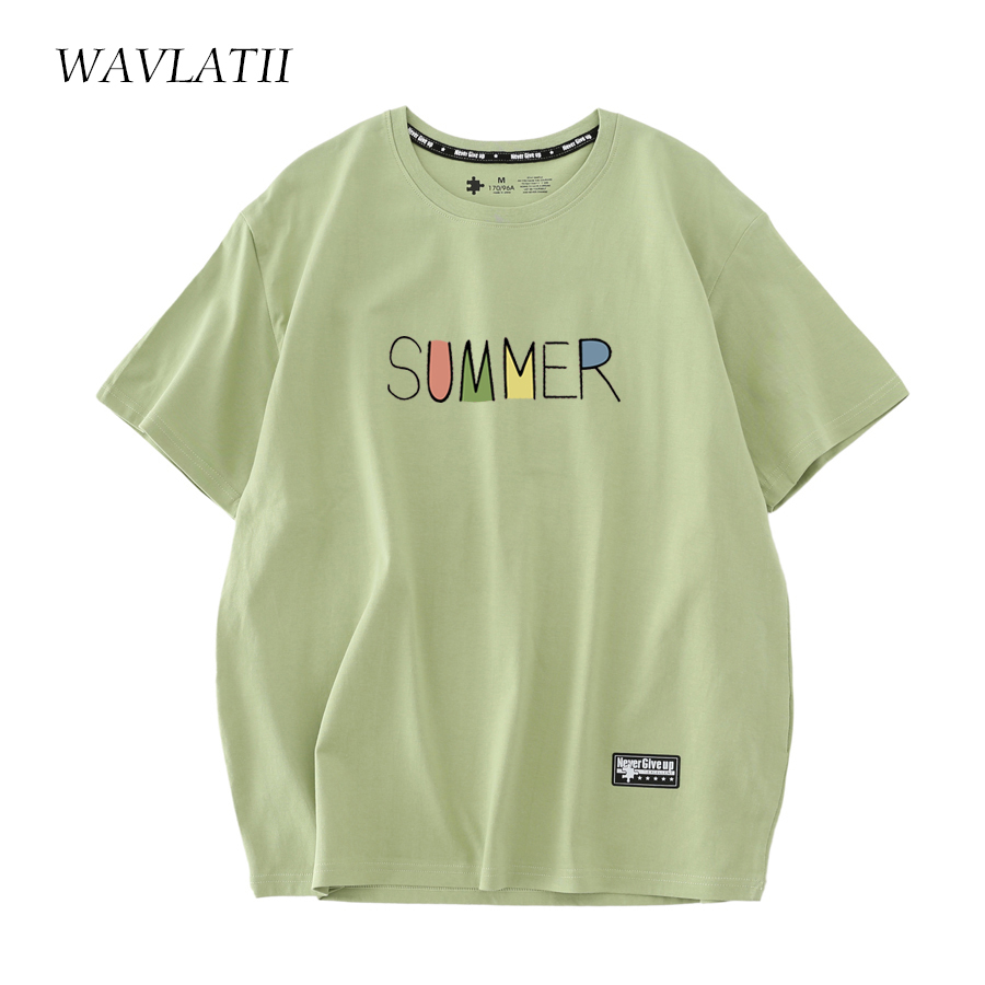 

Women's T-Shirt WAVLATII Women Light Green Summer T Shirts Female 210g/m2 Cotton Fabric Tees Lady White Streetwear Short Sleeve Tops WT2303 230414, Lavender