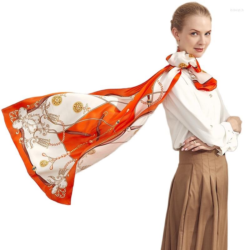 

Scarves 2023 Brand Designer Silk Scarf Female Foulard Bandana Long Shawls Wraps Winter Neck Pashmina Lady Hijab Luxury