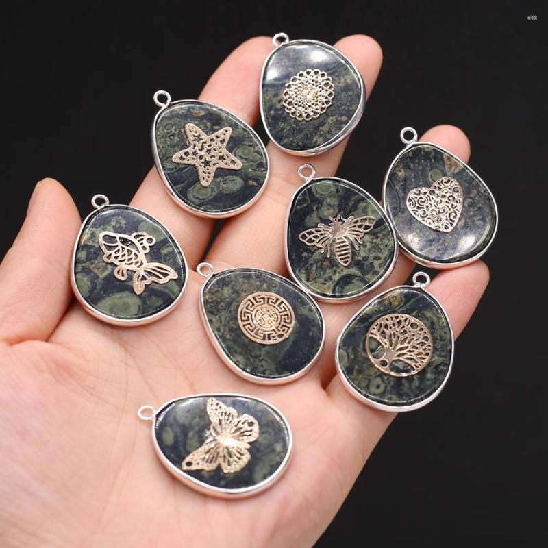 

Pendant Necklaces Natural Stone India Agate Fat Drop Silver-plated For Jewelry Making DIY Necklace Accessories Healing Gems Charms Gift1PC