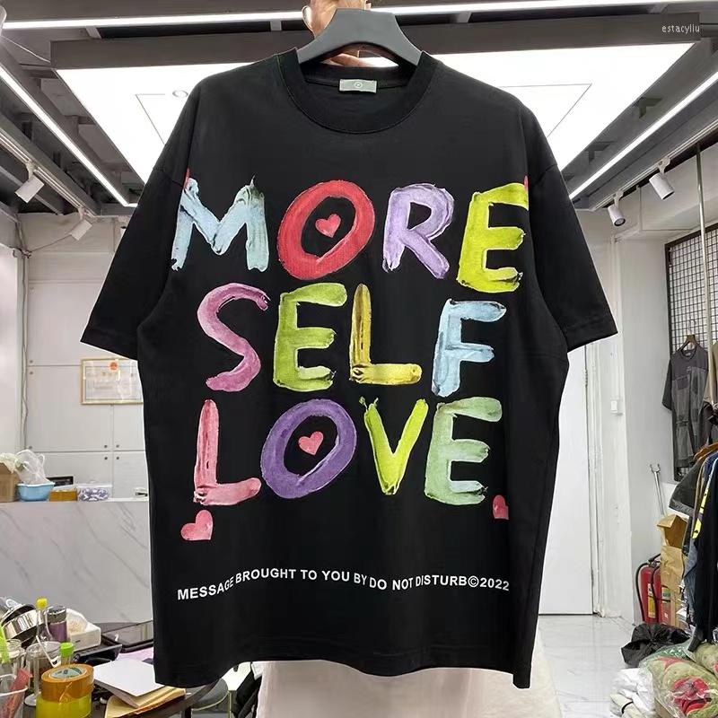 

Men's T Shirts Creative Color Lettering Graffiti Printing Casual Short-sleeved T-shirts 2023 Summer Loose Men Tshirts, Black
