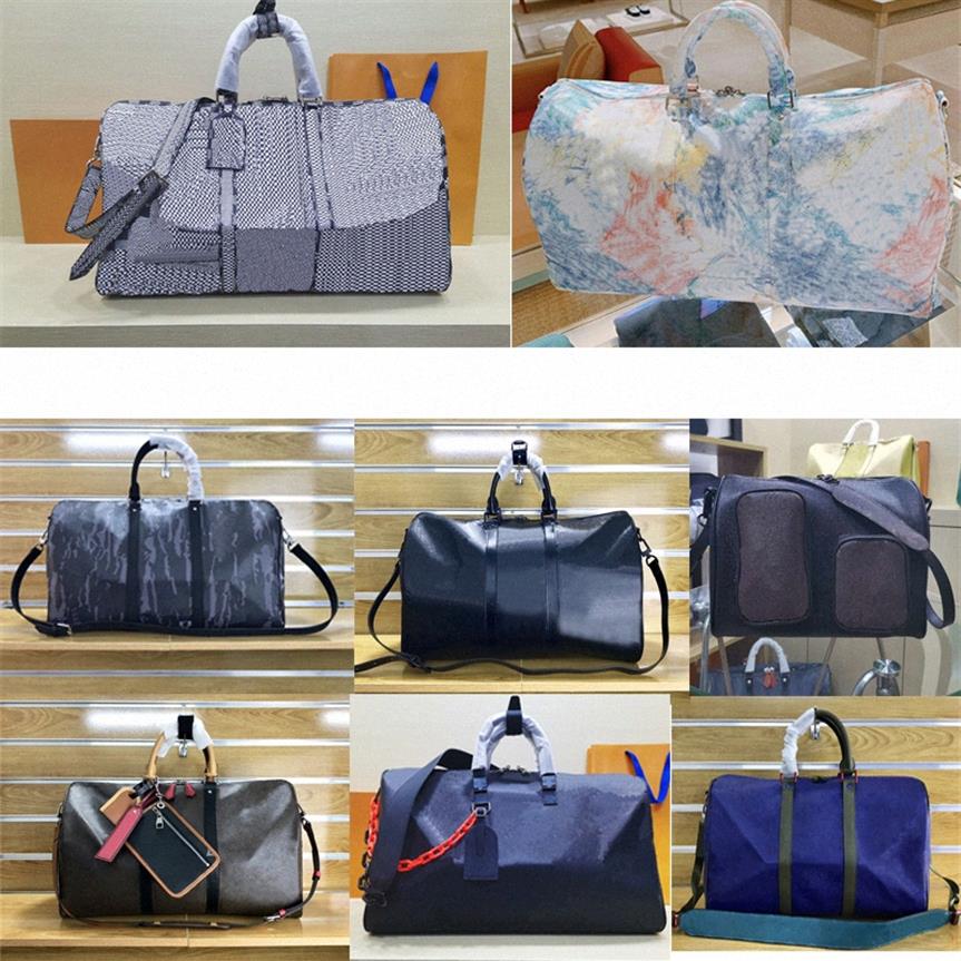 

Duffel Bags Graffiti Mens Womens Pastels colors Travel Keepall 55 Mosaic Sport Handbags Orange Chain Black brown Blue Outdoor Bag 228Z, Dust bag