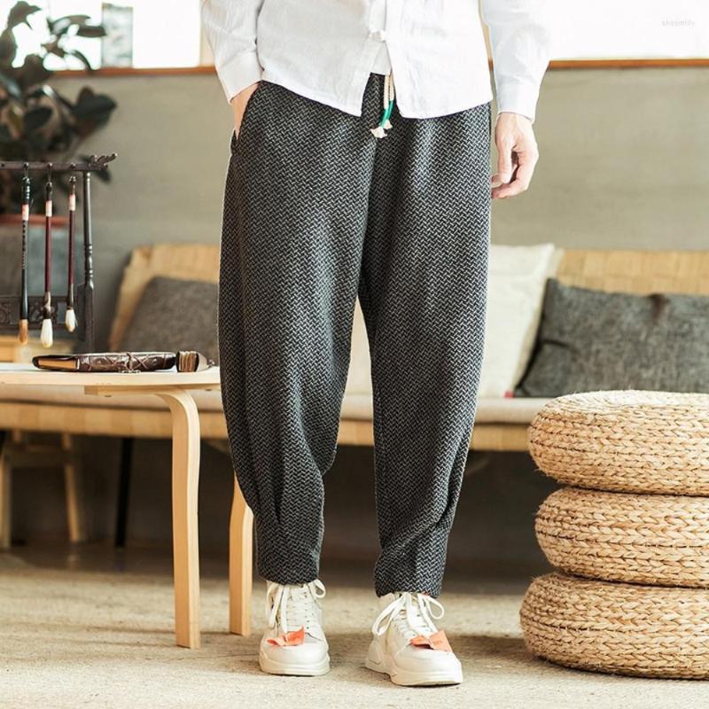 

Men's Pants Baggy Women And Men Clothing Solid Color Sweatpants Straight Harem Winter Thicken Oversize Casual Plaid Trousers, Red
