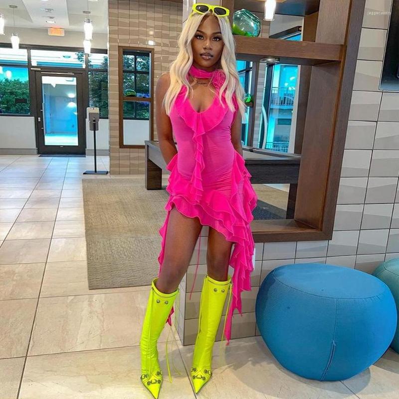 

Casual Dresses Summer Women' 2023 V-neck Halter Fashion Backless Irregular Sexy Sheath Slim Dress, Orange