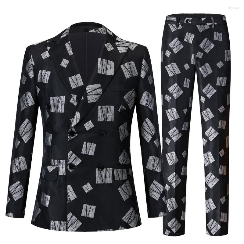 

Men's Suits Men's Black Double Breasted Suit Fashion Design Wedding Slim Fit Prom Groom Tuxedo Bridegroom Man Blazer Pants