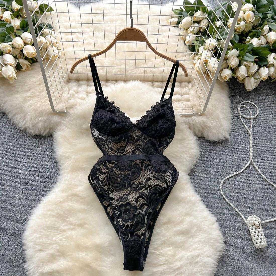 

Nxy Strap Lace Embroidery Backless Bodysuits Fashion Women Streetwear Transparent Slim Floral 230328, Sky blue