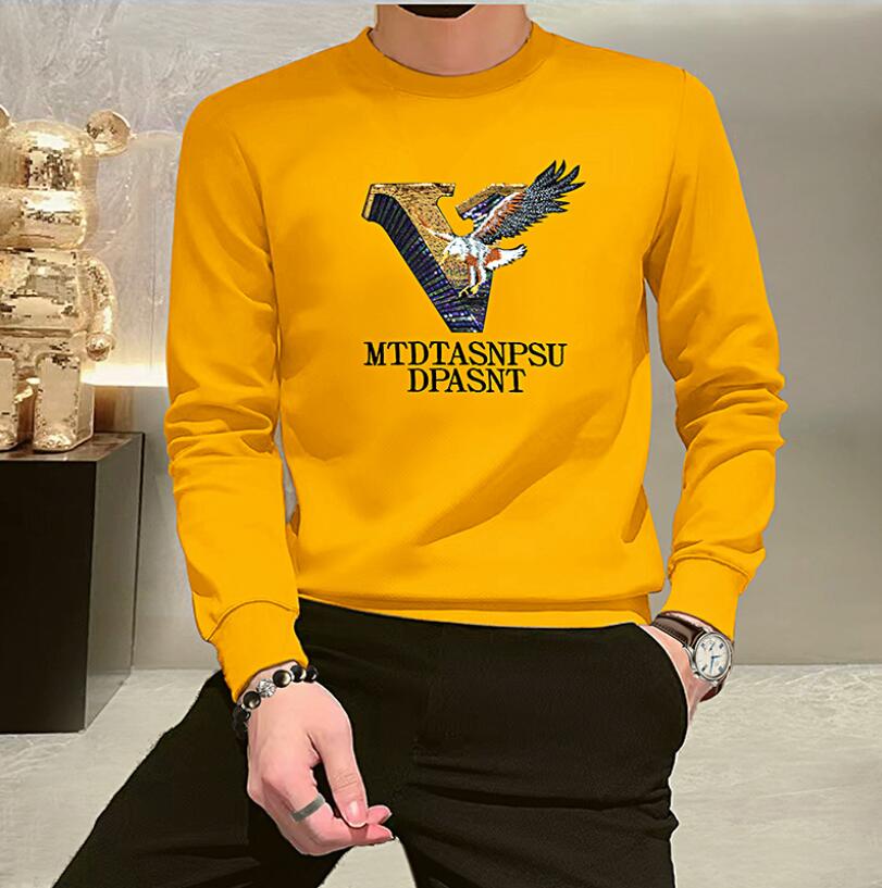 

Men's Hoodies & Sweatshirts Men's sweater embroidered long sleeved men's round neck shirt European and American light luxury fashion brand men's top, W2