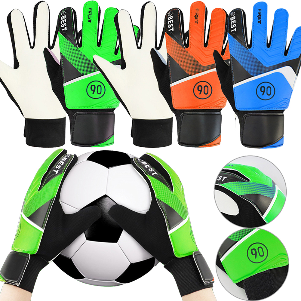 

Sports Gloves 1 Pair Children AntiSlip Glove Goalkeeper PU Finger Protection Goal Thickened Latex Football For Kids 230413, Blue