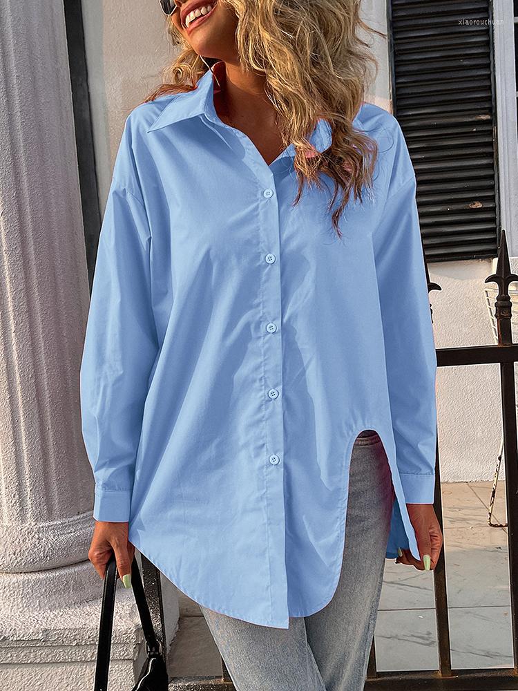 

Women's Blouses Casual Shirt Women Button Up Blouse Female Turn Down Collar Long Sleeve Spring Autumn Ladies Solid Fashion Office, Pink