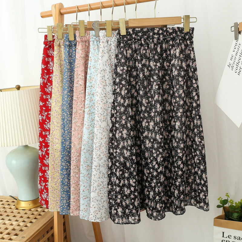 

Skirts Woman Skirt Summer Korean Ins Fashion Temperament Gentle Vintage Floral Slim Versatile High Waist Female Skirt 230414, Yellow