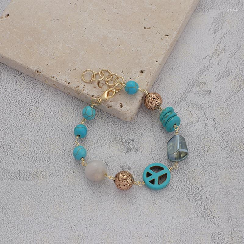 

Strand One Semi-Precious Synthetic Stone - Glass Brass Bracelet (BE1061)