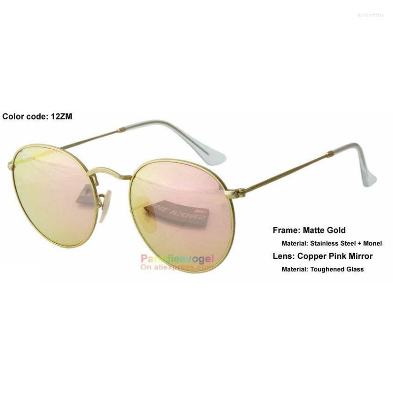

Sunglasses High Quality Metal Round Style Stainless Steel Frame Classic Glass Lens Series M L Size 51 54 Women Summer Dress