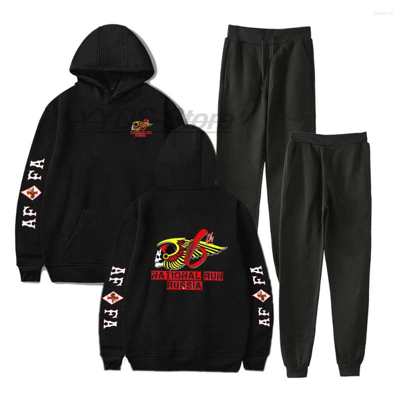 

Men's Tracksuits Fashion National Run Russia Angel Hoodie Suit Two Piece Set Motorcycle Casual Pullover Hip Hop Pants Men/women Clothes, D2