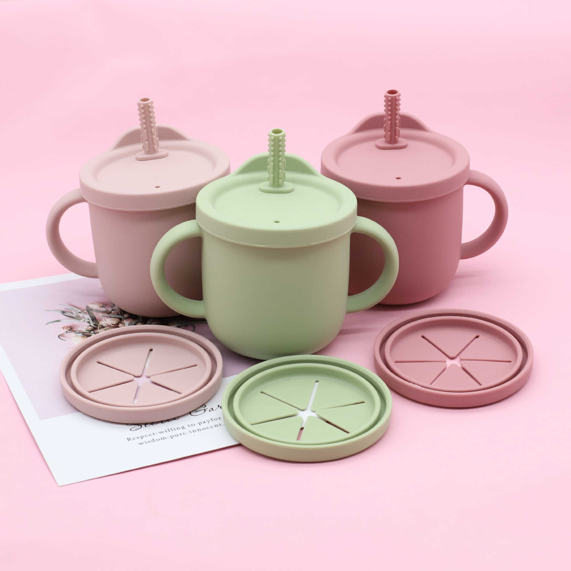 

Cups Dishes Utensils Silicone Baby Feeding Cups Kids Drinkware Sippy Cups Double Lids Food Storage Box Portable Baby Snack Cup With Lid Dual Purpose AA230413