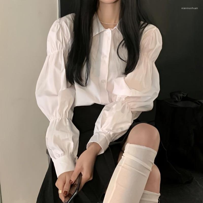 

Women' Blouses White Shirt Women Kawaii Vintage Fashion Korean 2023 Spring Autumn Blouse Female Casual Harajuku Long Sleeve Top, Chenyi