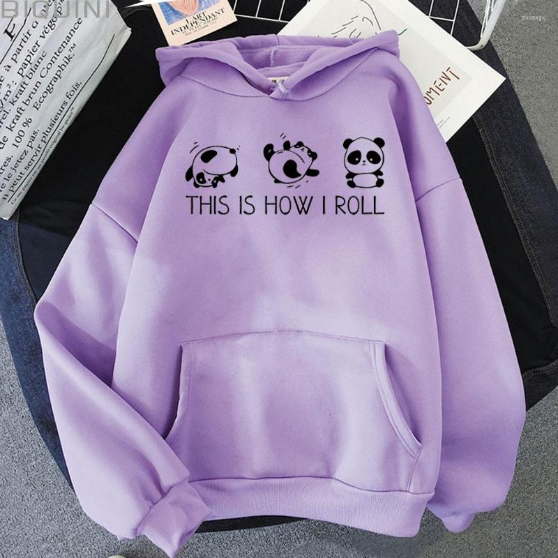 

Men's Hoodies This Is How I Roll Panda Printed Long Sleeve Pullovers Fashion Sweatshirt Unisex Lounge Wear Women Crewneck, Black